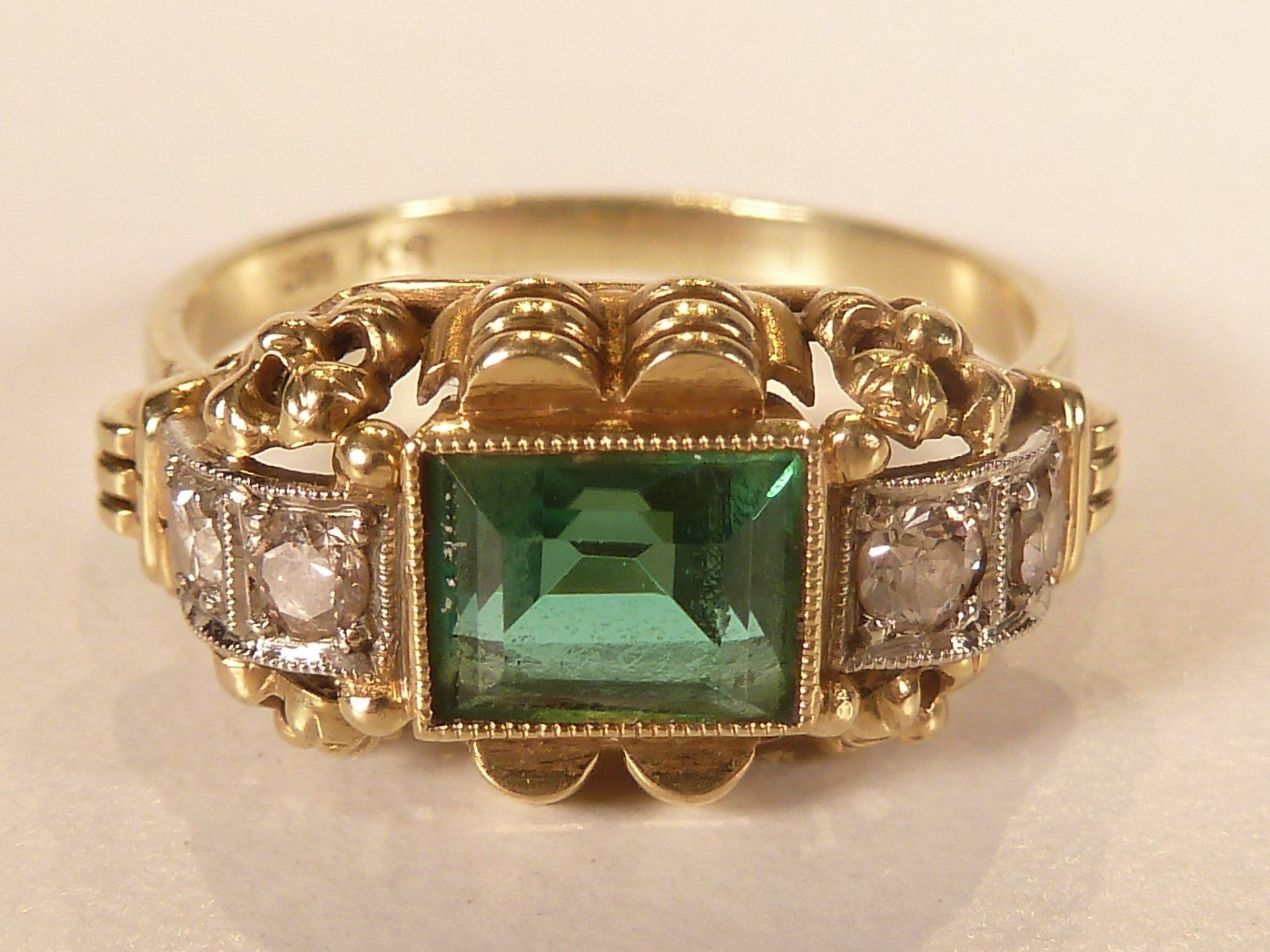 Art Deco Brillant Turmalin Ring