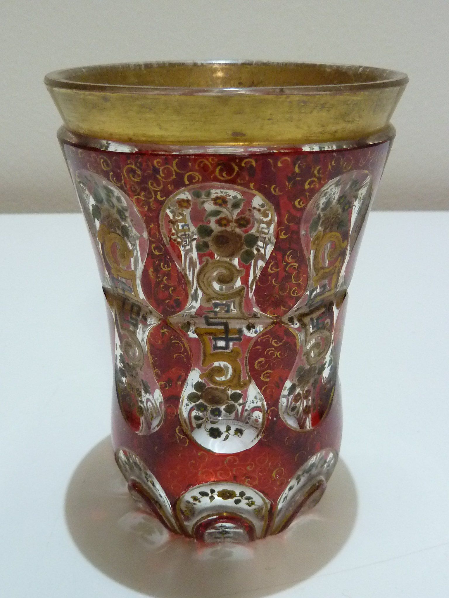 Biedermeier Glas Golddekor Biedermeier Glas